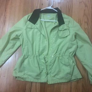 Bright green windbreaker